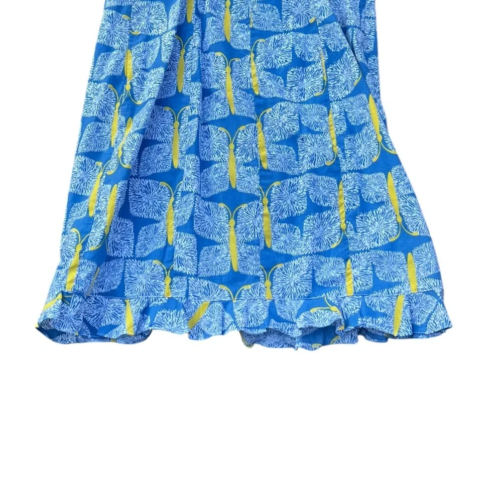 Lilly Pulitzer Franco butterfly blue yellow strapless ruffle mini dress Y2K - Picture 8 of 12